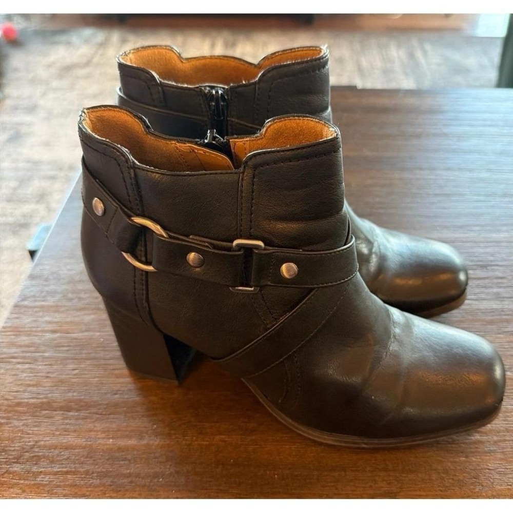 natural soul by naturalizer 9 moto booties harness black fuax leather women zip